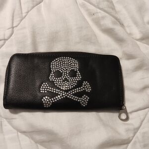 Black Wallet with Skull Design